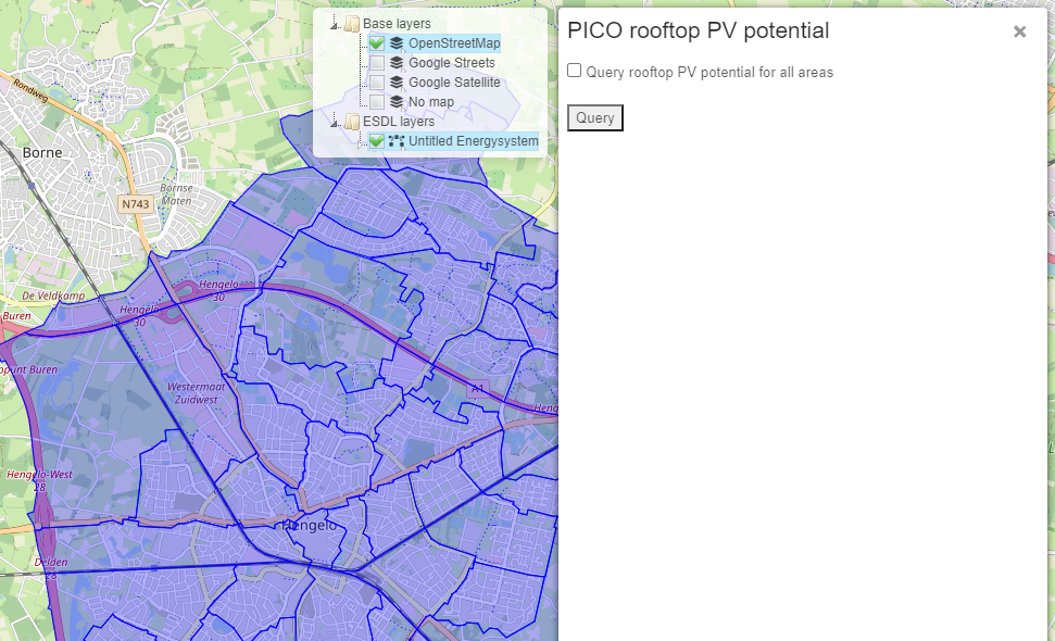 Query rooftop pv potential for area